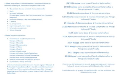 CALENDARIO CORSI TECNICA METAMORFICA E PRINCIPI UNIVERSALI 2019/2020